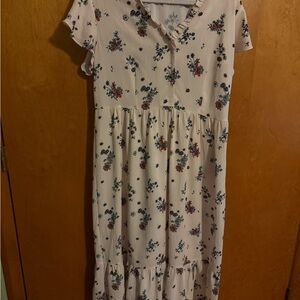 Floral Dress in Cream and Blue